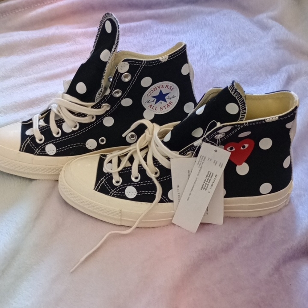 Converse Kids High-Top Sneakers - Black and White Polka Dot